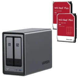 UGREEN DXP2800 - 2 Baies avec 2 disques WD 4To RED Plus