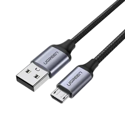 UGREEN Câble Micro USB Mâle vers USB 2.0 A Mâle Tressé Nylon - 480Mbps 2A - 1m - Noir