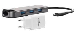 Bluestork Hub USB-C 6 ports + Chargeur USB-C GaN 20W
