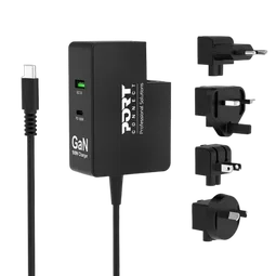 Port Chargeur international GaN USB-C 100W - 2 ports - Noir
