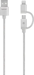 KEYOUEST Câble USB/Lightning/Micro USB-B - 1.2m - Gris