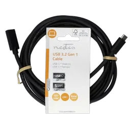 Nedis Câble USB-C 3.2 mâle/femelle - 60W - 2m - Noir