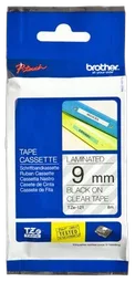 Brother Tape/9mm black on clear f P-Touch TZE