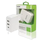 Chargeur mural 3 ports - 2xUSB-A - USB-C - Blanc